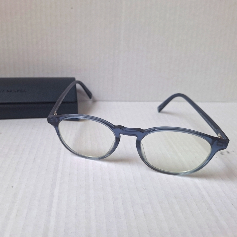 Warby Parker Butler Eyeglasses M 347 52-19-145 Blue Frames Case Included